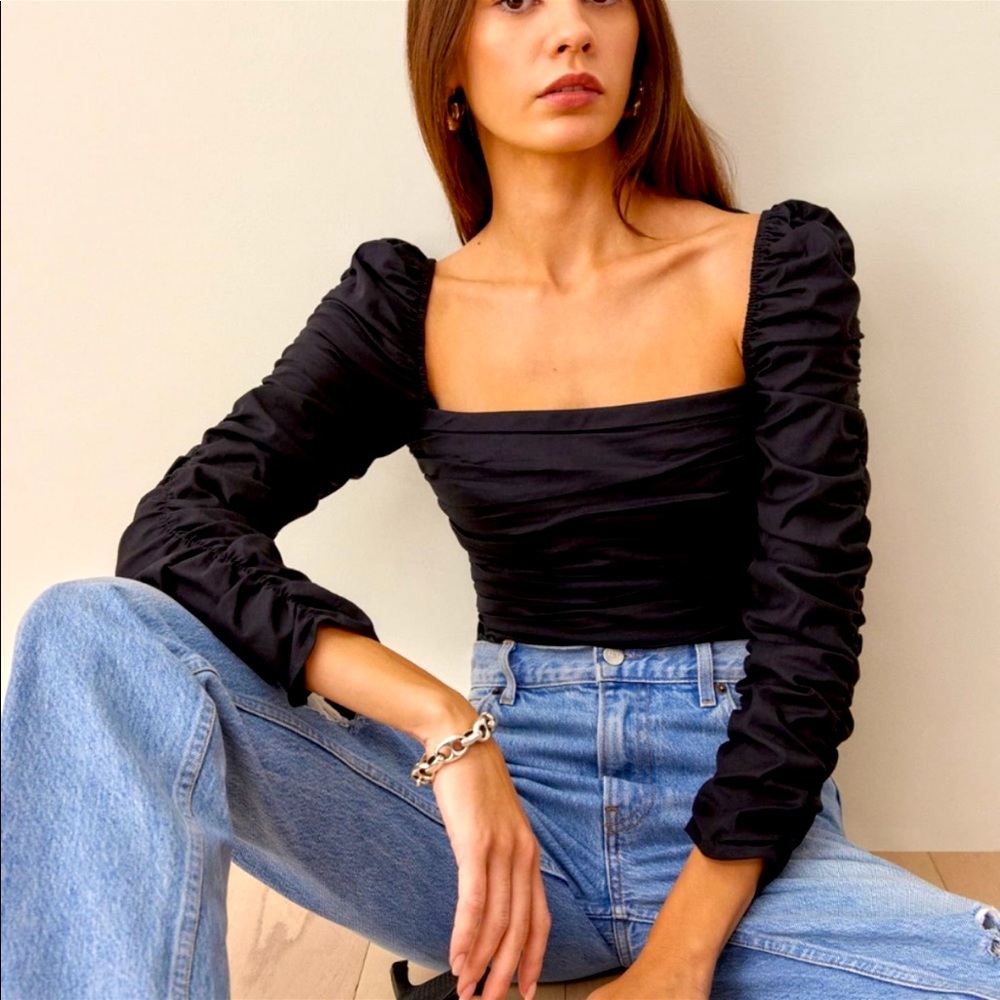 Reformation square neck top ruched